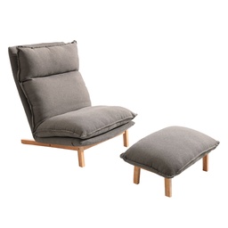 [230009250] Sofá 1 cuerpo + ottoman Leo gris