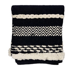 [230032969] Alfombra 150x210cm líneas shaggy BN