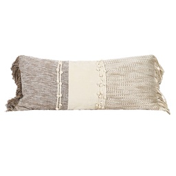 [230034229] Cojín 30x70cm boho flecos beige
