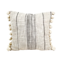 [230034232] Cojín 45x45cm pompones bordes beige