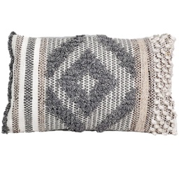 [230034252] Cojín 30x50cm rombo tejido gris