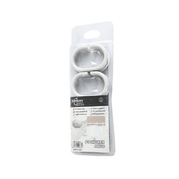 [230038774] Ganchos cortina baño plásticos blanco - Set de 12