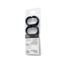 [230038804] Ganchos cortina baño plásticos negro - Set de 12