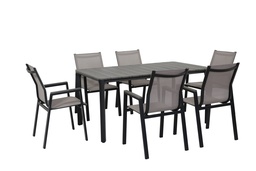 [230041019] Juego comedor terraza 6 sillas Ely gris oscuro