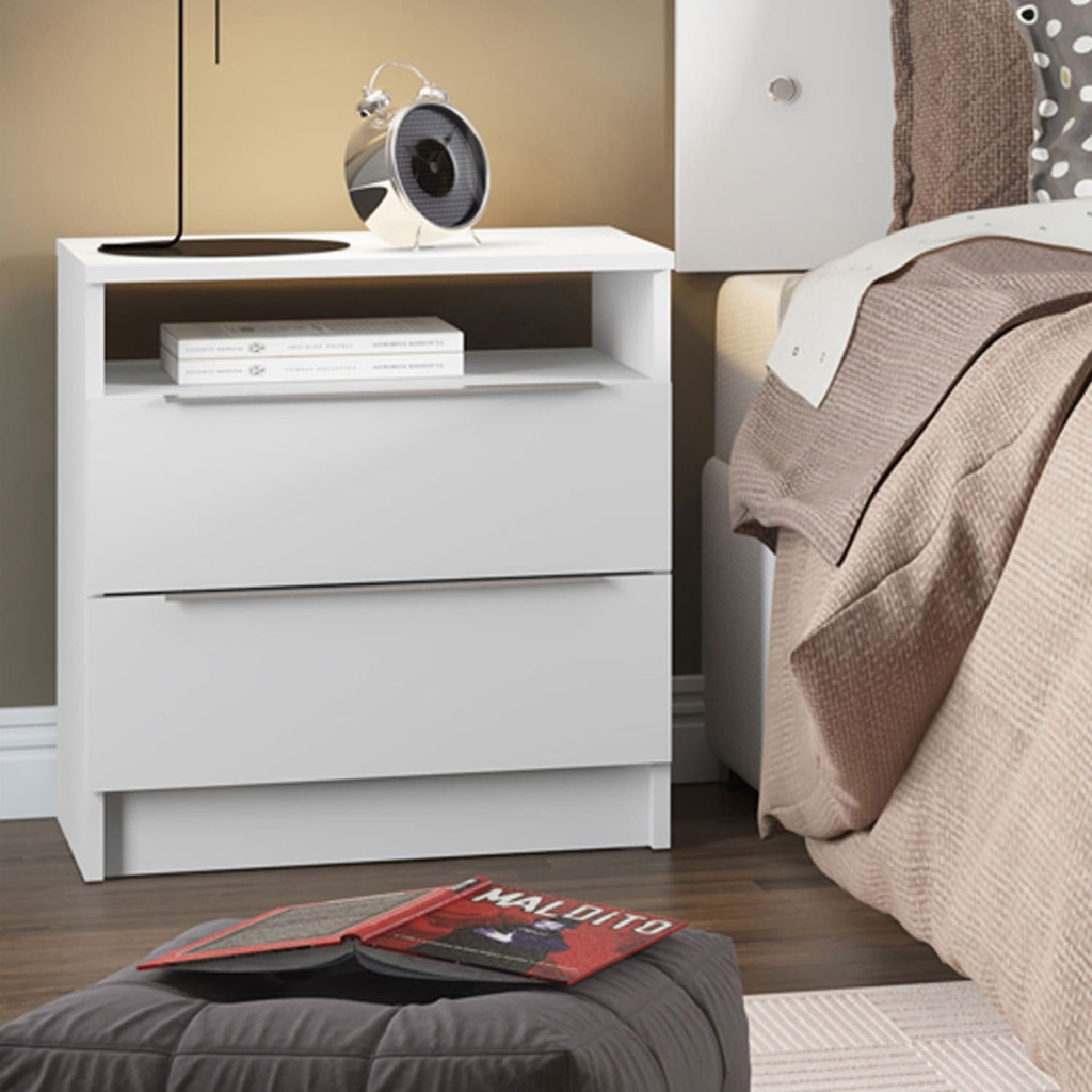 Velador Varese 2 cajones blanco