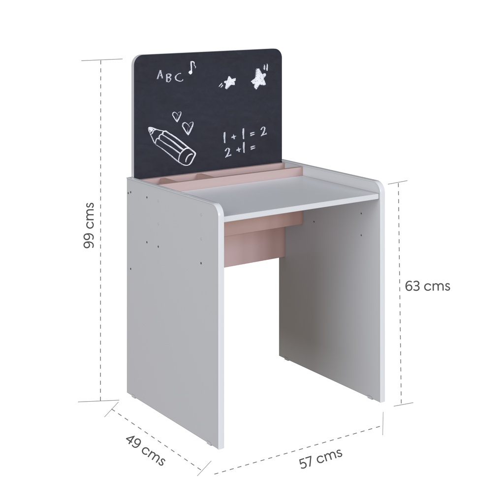 Escritorio infantil con Silla Le Petit blanco-rosa