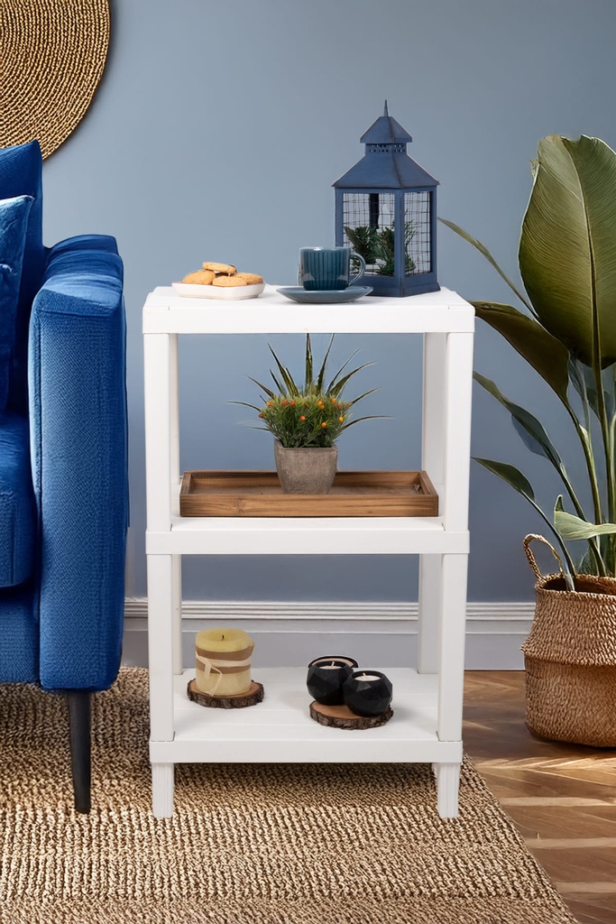 Estante plástico blanco 3 niveles 39x23x65,7cm