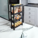 Carro plástico negro 4 niveles 37x24,5x92,3cm