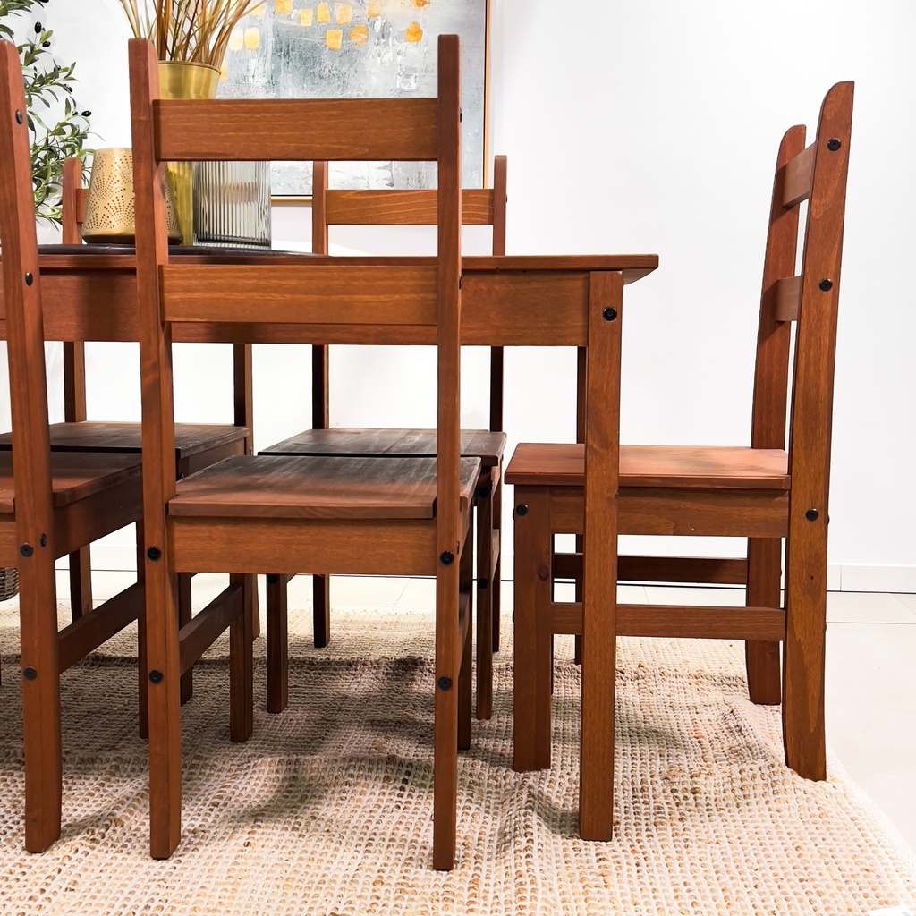 Juego Comedor 6 sillas Lucía café