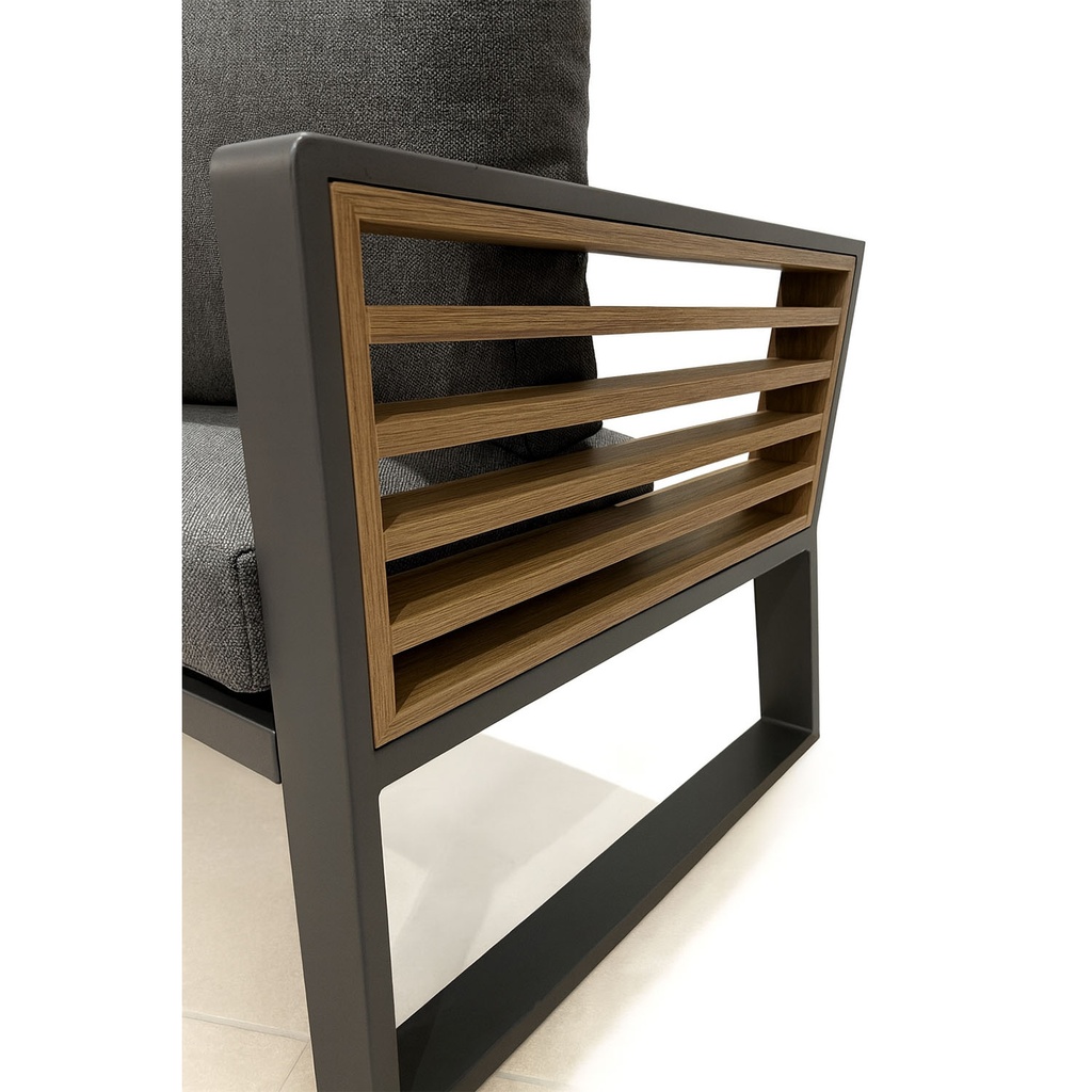 Juego living terraza seccional Beckman gris