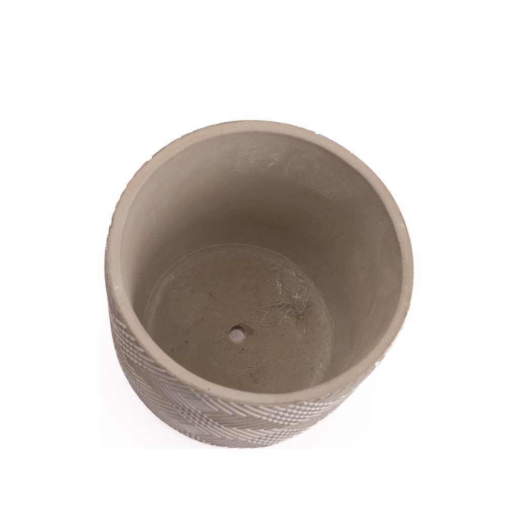 Macetero de Cemento Lineas Blancas 15cm
