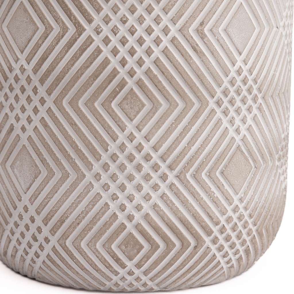 Macetero de Cemento Lineas Blancas 15cm