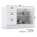 Base Cocina Americana 2 Puertas 3 Cajones 120cm