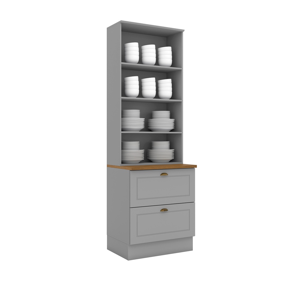 Vitrina 2 Puertas 2 Cajones Vidrio Americana Gris