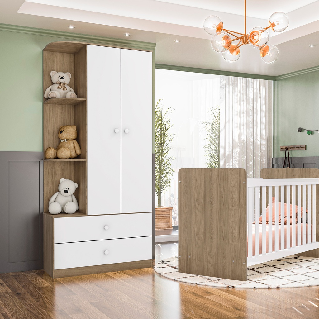 Ropero Laberinto 2 Puertas Rustico/Blanco