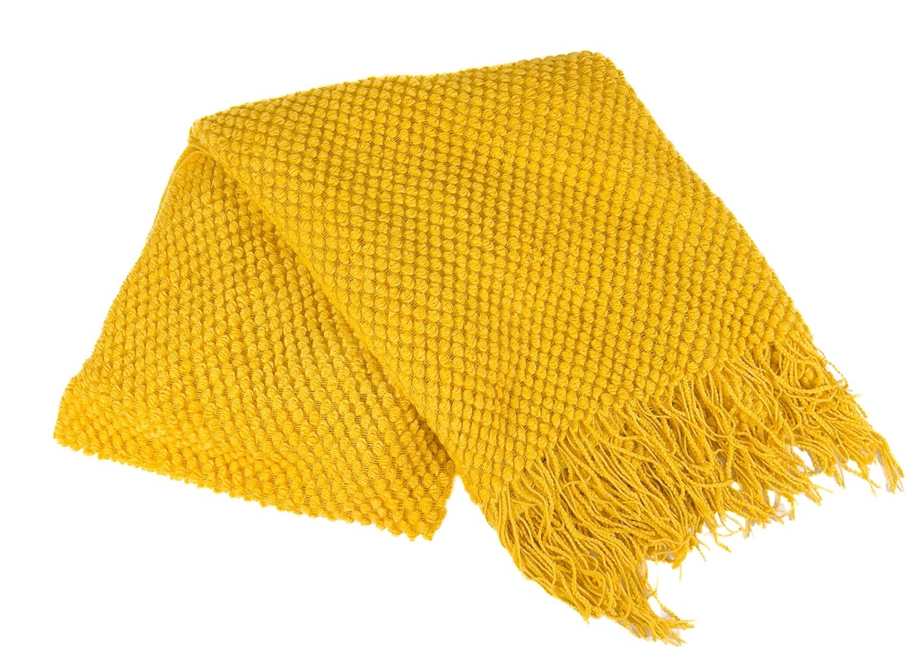 Manta 130x170cm amarilla con flecos