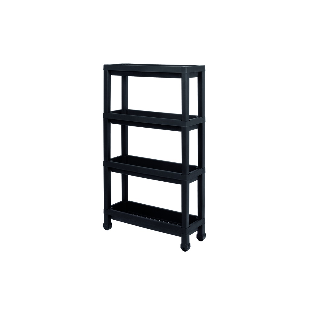 Carro plástico negro 4 niveles 37x24,5x92,3cm