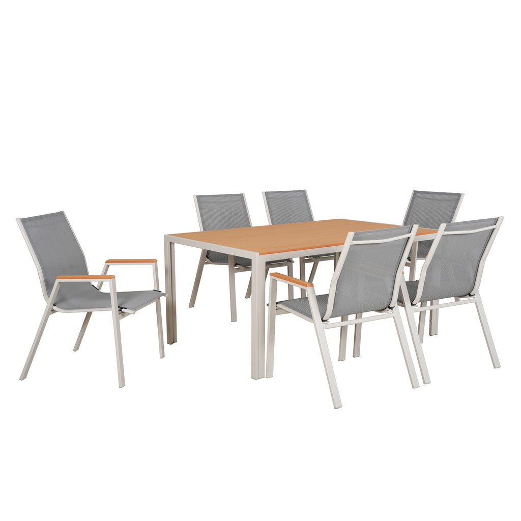 Juego comedor terraza 6 sillas Erie champagne