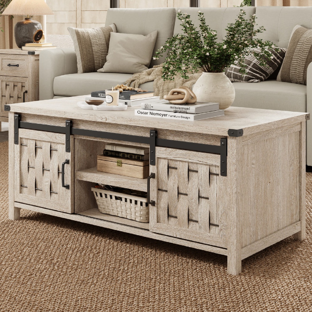 Mesa centro 2 puertas Vinh gris