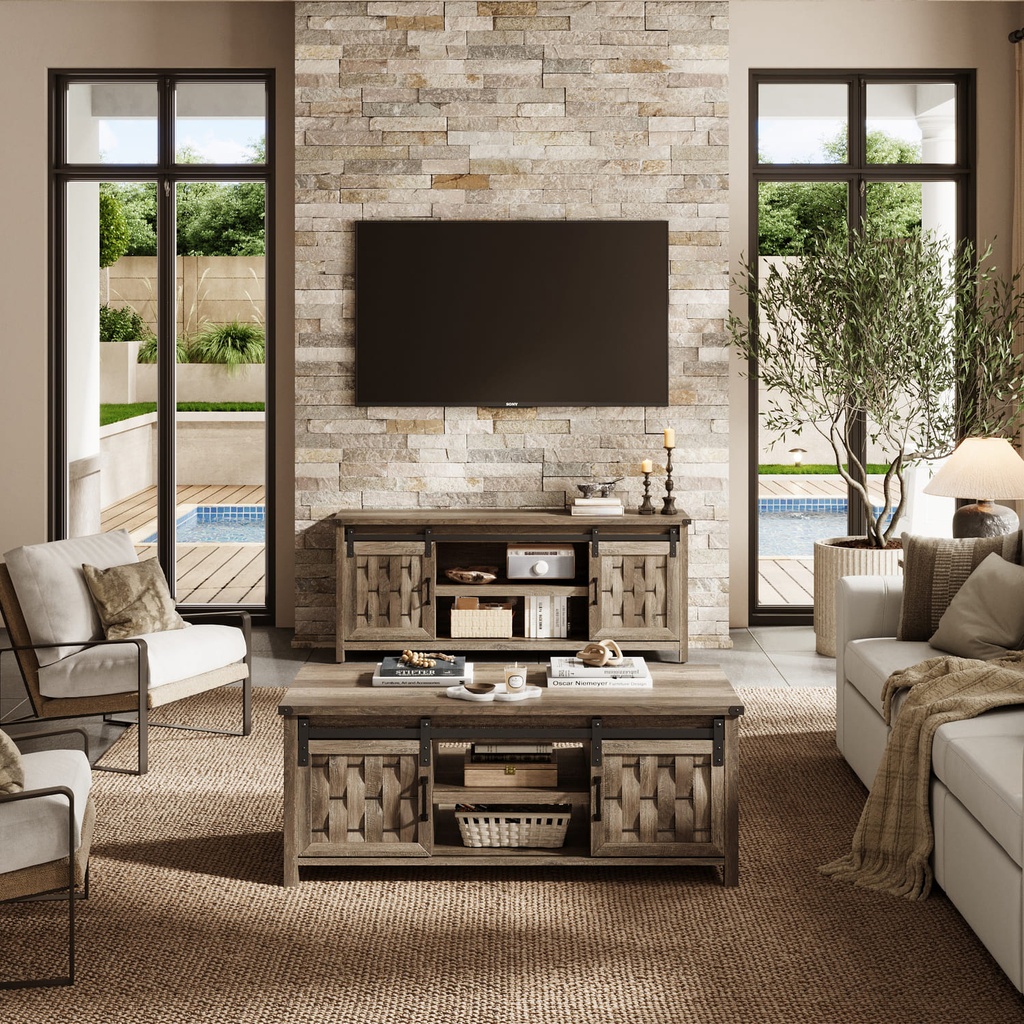 Mesa centro 2 puertas Vinh café