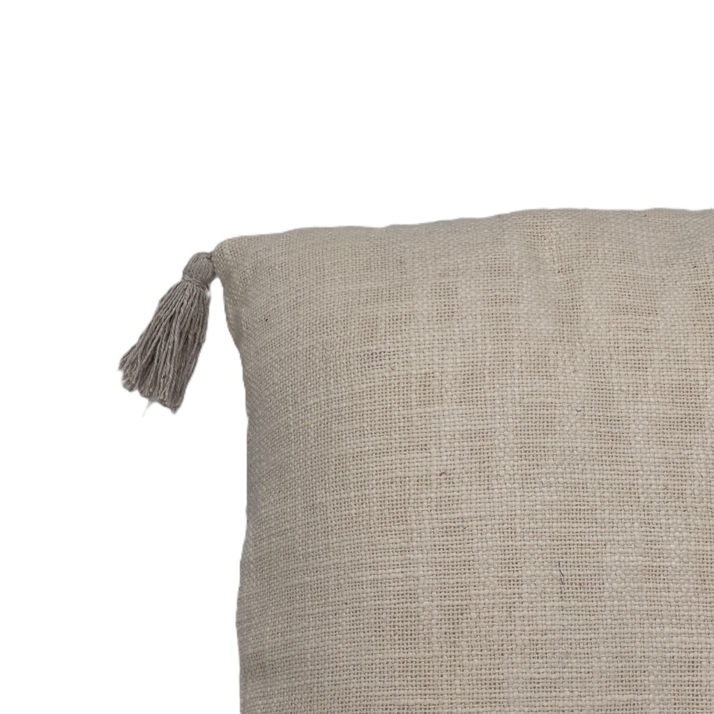 Cojín crudo tejido con borlas 45x45cm