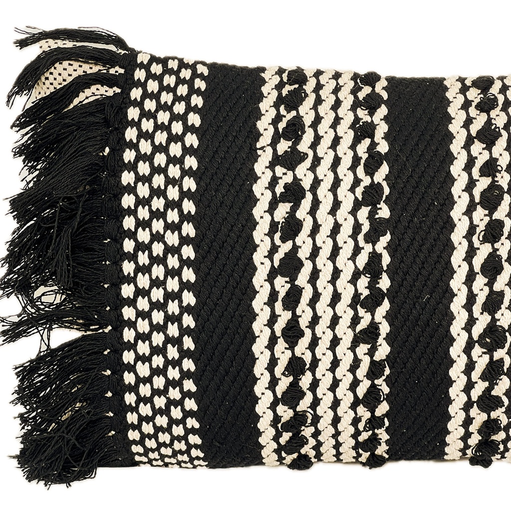 Cojín boho grafito flecos 30x50cm