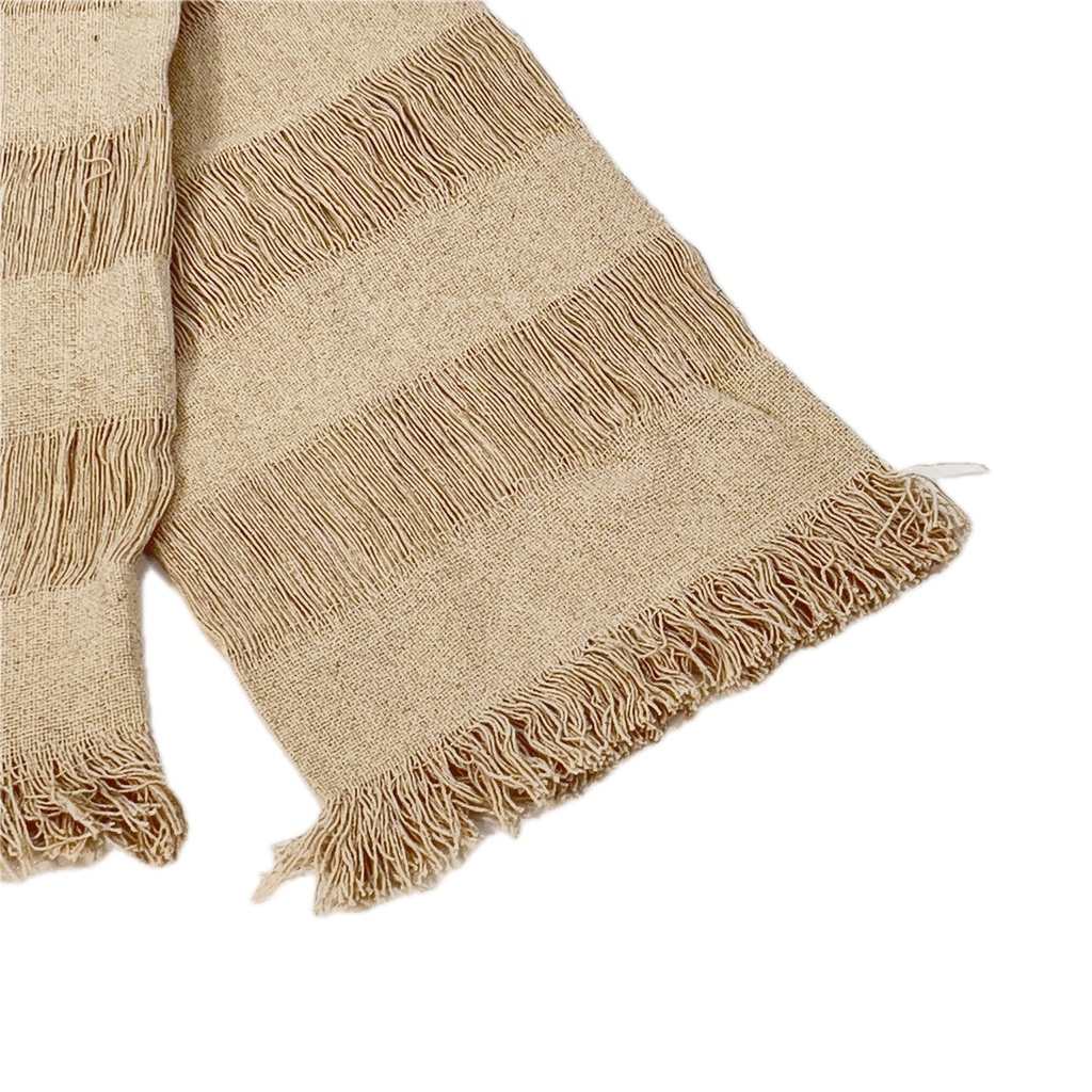 Manta tejida franjas crudo 125x150cm