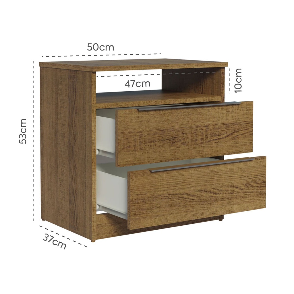 Velador Varese 2 cajones rustic