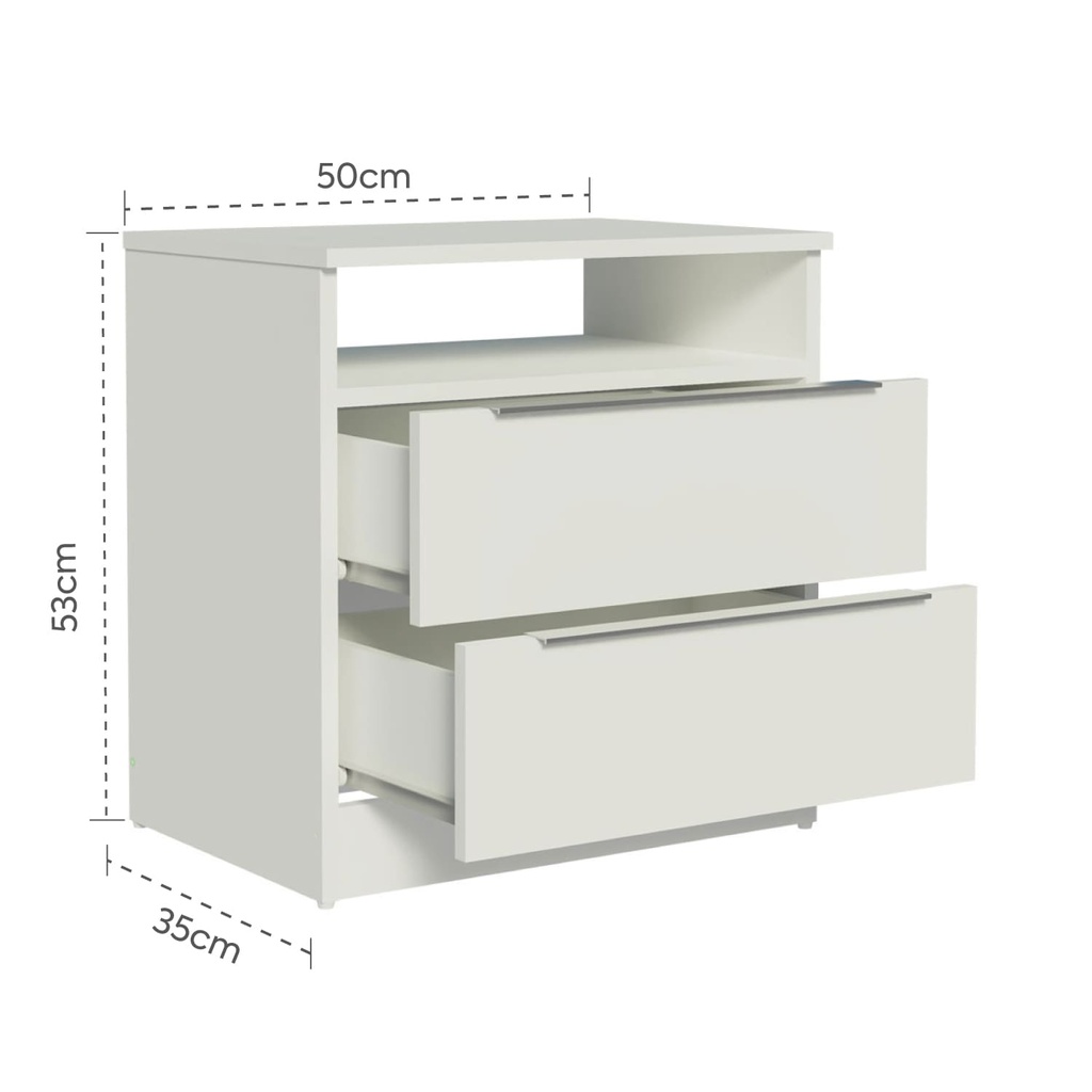 Velador Varese 2 cajones blanco