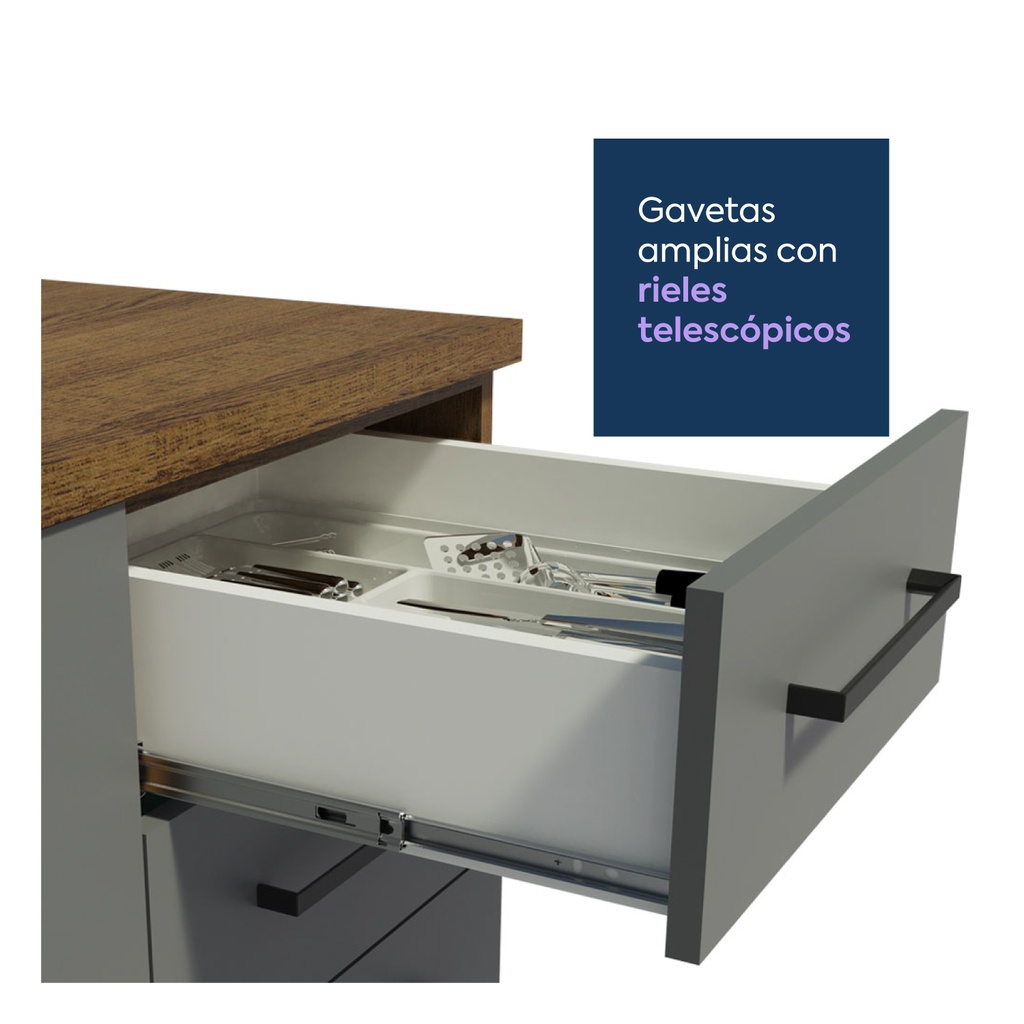 Base cocina Agata gris 2 cajones 80cm