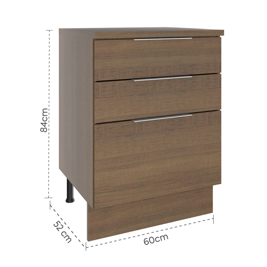 Base cocina Stella café 3 cajones 60cm
