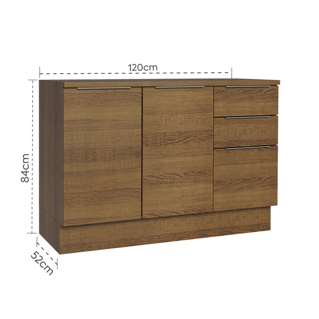Base cocina Stella café 2 puertas 3 cajones 120cm