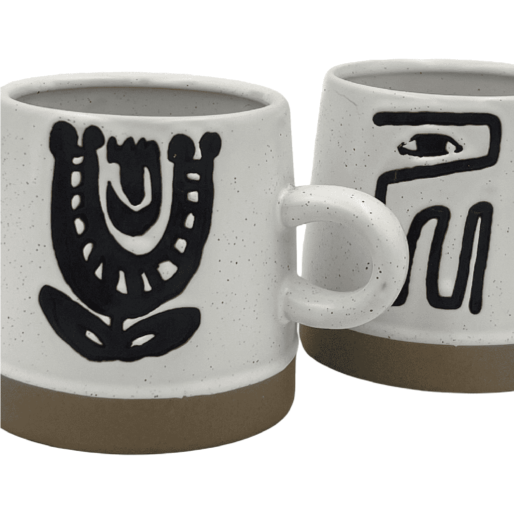 Tazón cerámica blanco negro