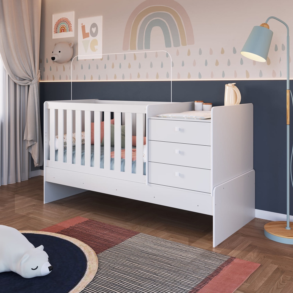 Cama Cuna Multifuncional sin auxiliar blanco