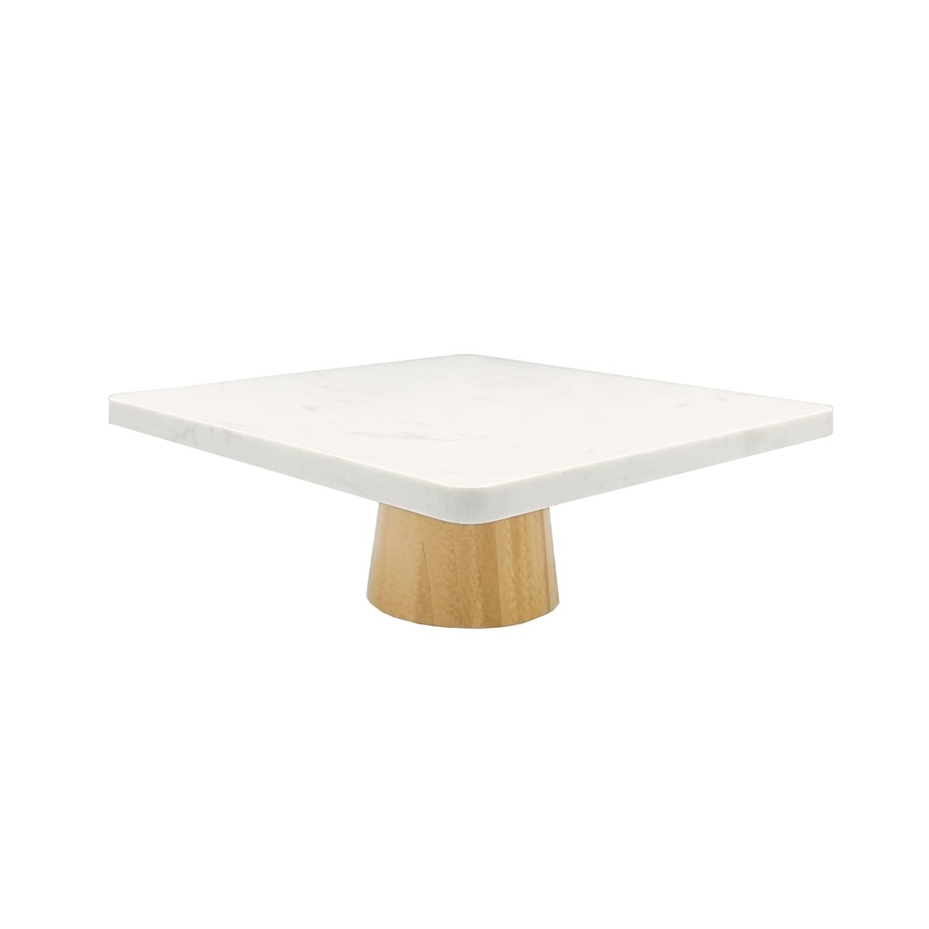 Stand para torta mármol bambú 25,5x25,5x9,5cm