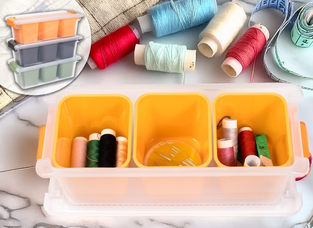 Contenedor plástico 3 compartimientos 1,96lt