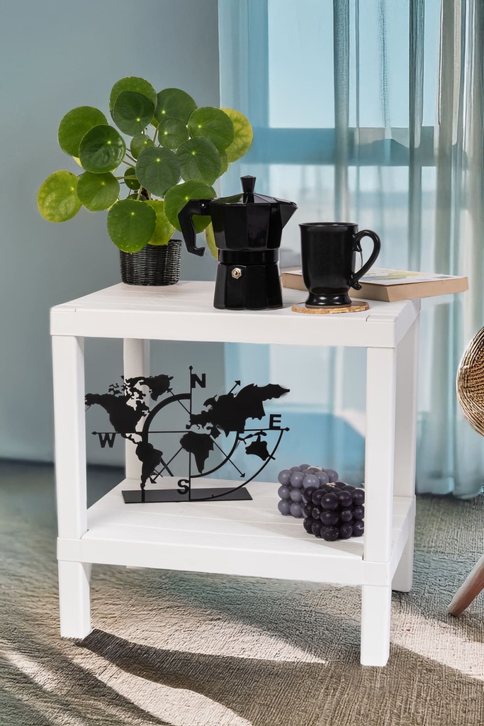 Estante plástico blanco 2 niveles 39x23x39cm