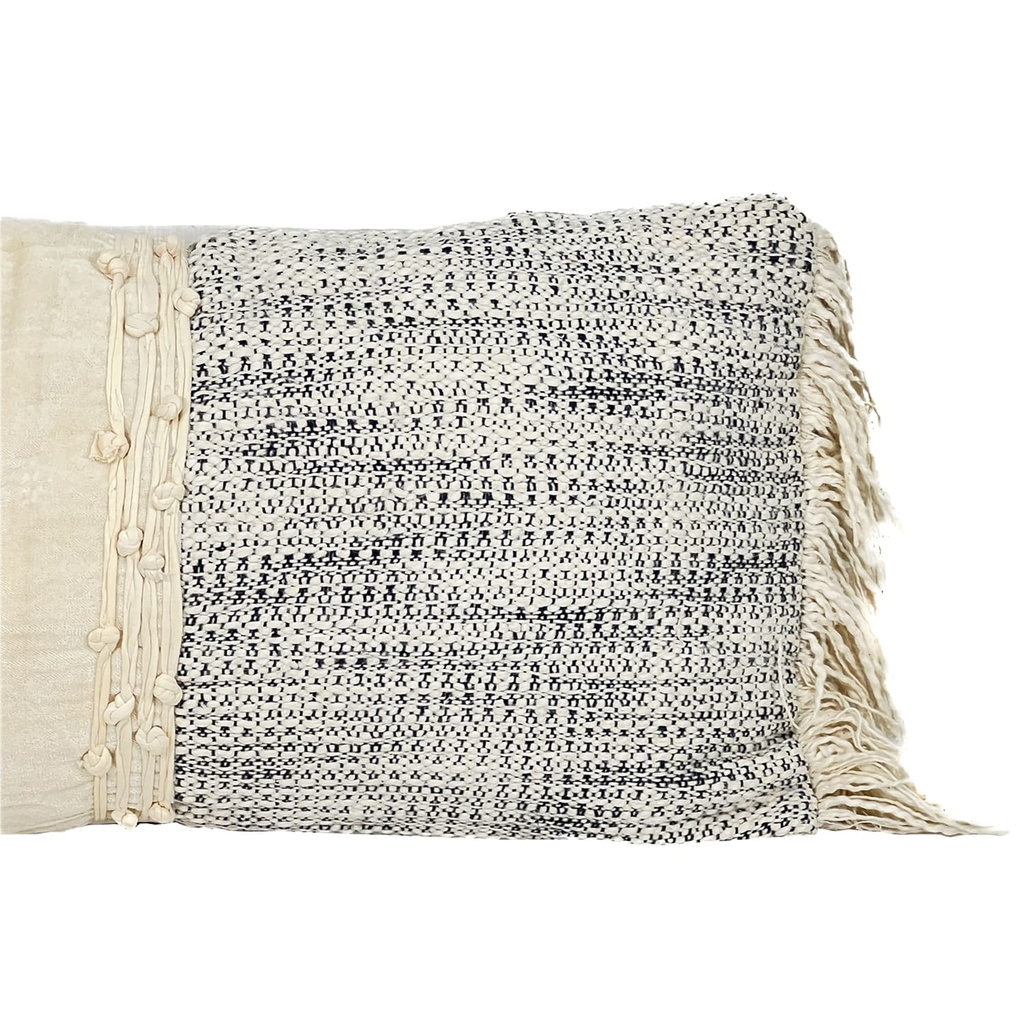 Cojín boho azul flecos 30x70cm