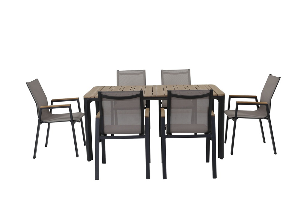 Juego comedor terraza 6 sillas Ely negro