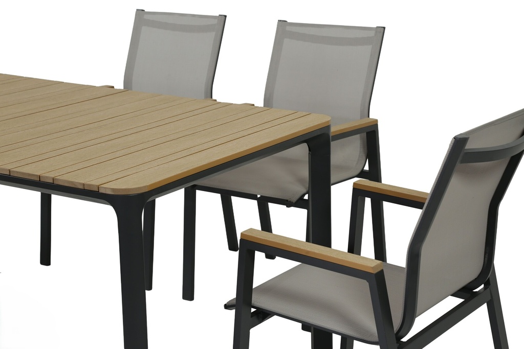 Juego comedor terraza 6 sillas Ely negro