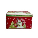 Caja lata navidad cuadrada mono nieve 20cm