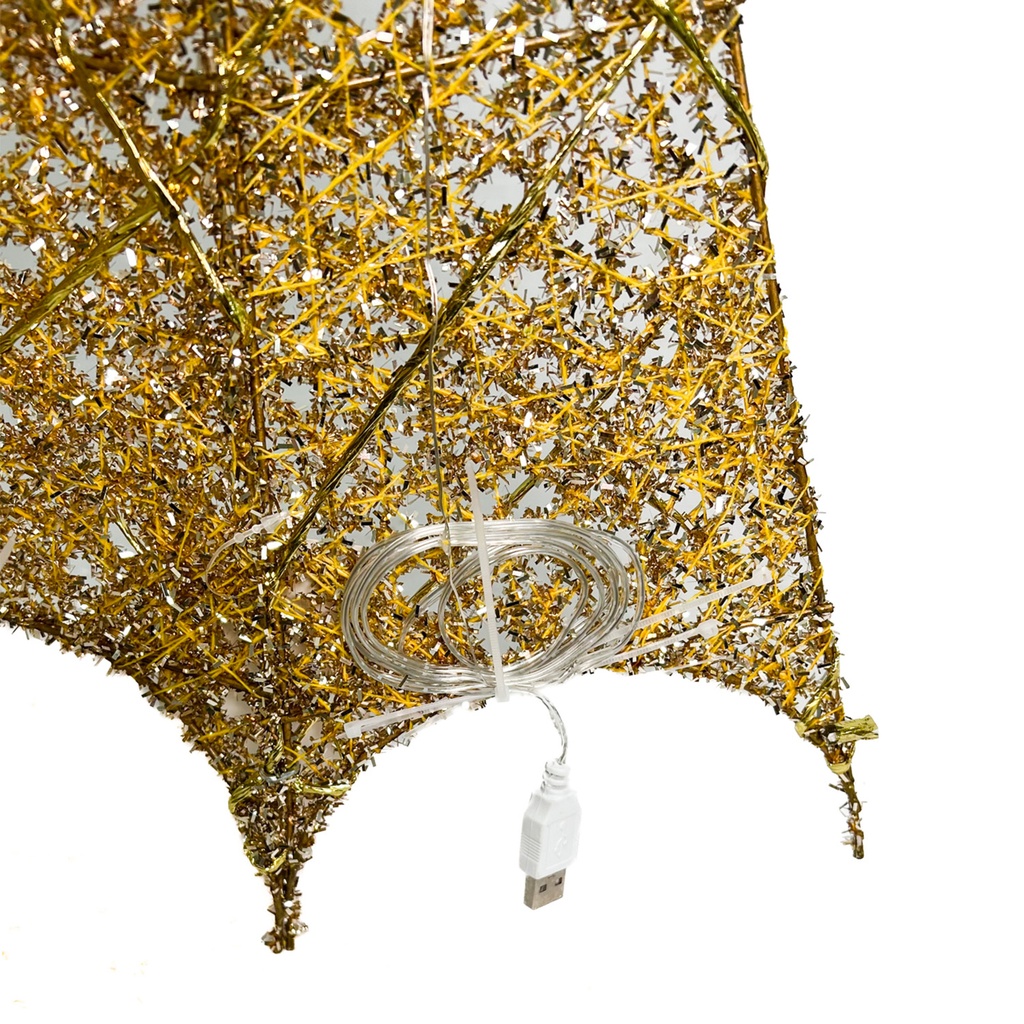 Figura navideña 60cm 30 luces LED árbol cuadrado champán