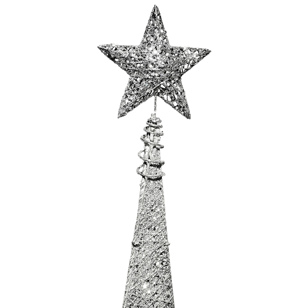 Figura navideña 180cm 100 luces LED árbol triangular plateado