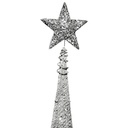 Figura navideña 180cm 100 luces LED árbol triangular plateado