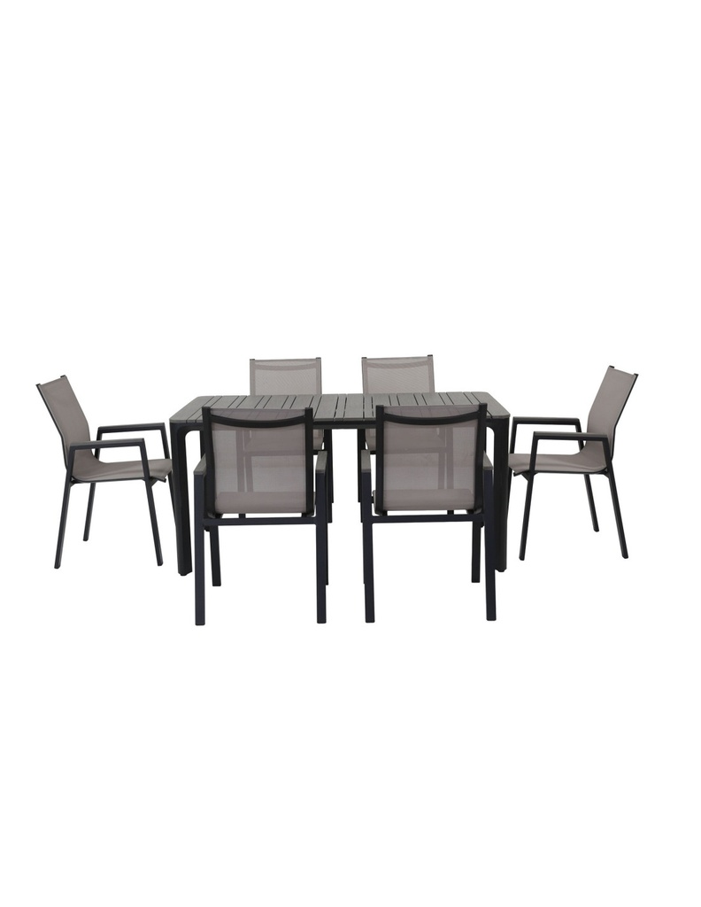 Juego comedor terraza 6 sillas Ely negro