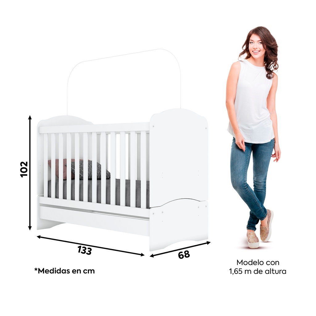 Cuna 3 en 1 Bala De Menta Blanco