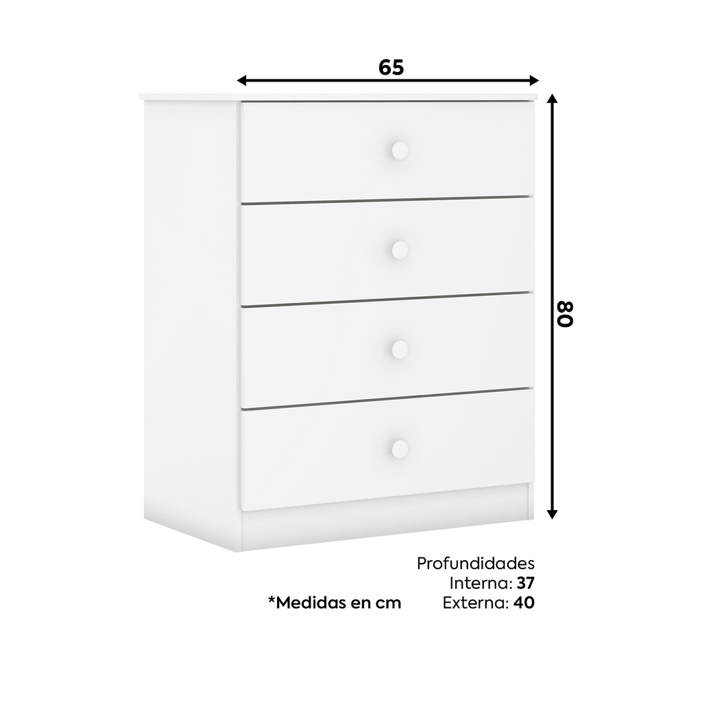 Cómoda 4 Cajones Laberinto Blanco