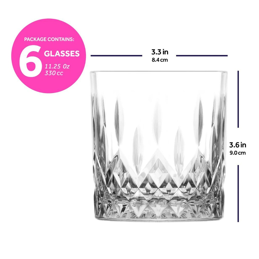 Vaso whisky 330ml set de 6