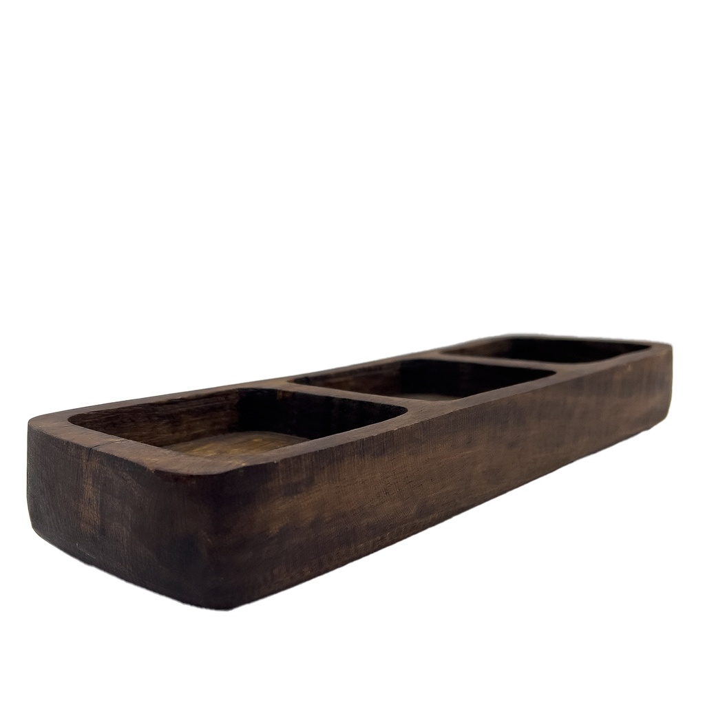 Plato triple madera oscuro 29,5x10x3,5cm  