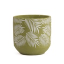 Macetero cerámica 15cm hojas blancas